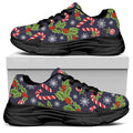 Christmas Berry And Candy Pattern Print Black Chunky Shoes
