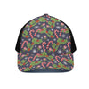 Christmas Berry And Candy Pattern Print Black Mesh Trucker Cap