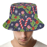 Christmas Berry And Candy Pattern Print Bucket Hat