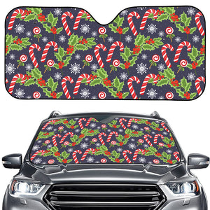 Christmas Berry And Candy Pattern Print Car Windshield Sun Shade