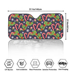 Christmas Berry And Candy Pattern Print Car Windshield Sun Shade