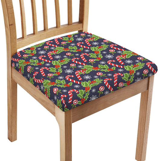 Christmas Berry And Candy Pattern Print Chair Cushion Cover