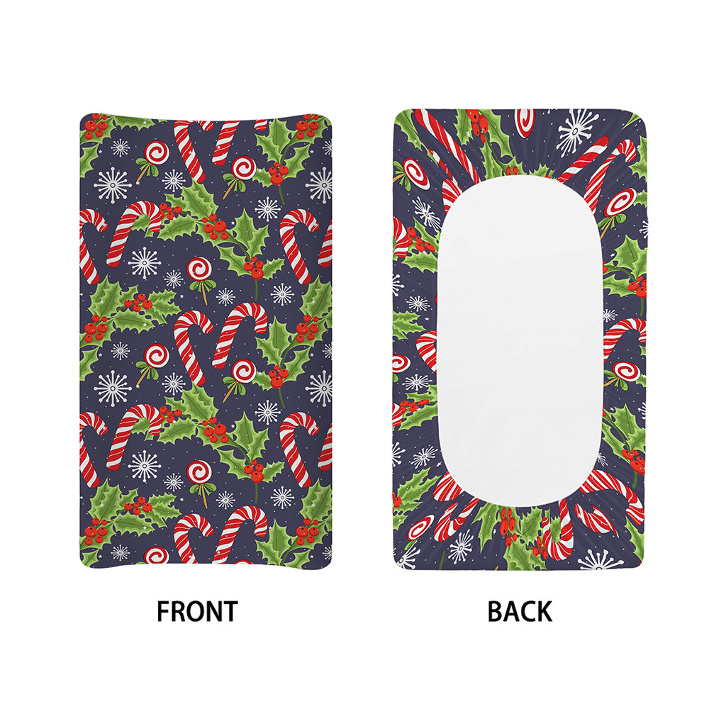 Christmas Berry And Candy Pattern Print Changing Pad Cover