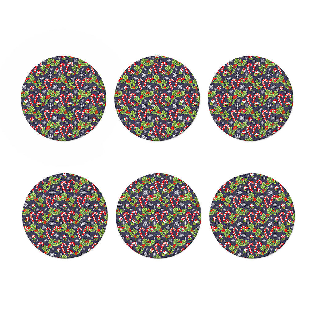Christmas Berry And Candy Pattern Print Coaster Set