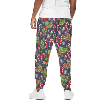 Christmas Berry And Candy Pattern Print Cotton Pants