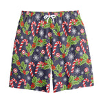 Christmas Berry And Candy Pattern Print Cotton Shorts