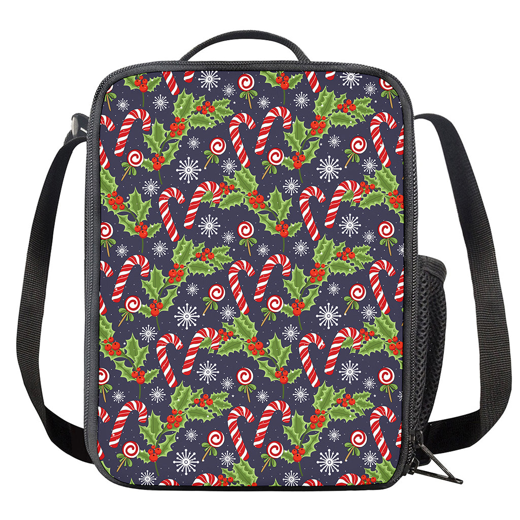 Christmas Berry And Candy Pattern Print Crossbody Lunch Bag