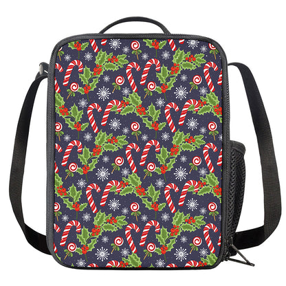 Christmas Berry And Candy Pattern Print Crossbody Lunch Bag