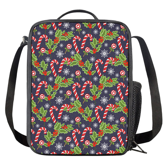 Christmas Berry And Candy Pattern Print Crossbody Lunch Bag