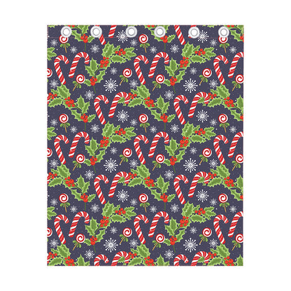 Christmas Berry And Candy Pattern Print Curtain