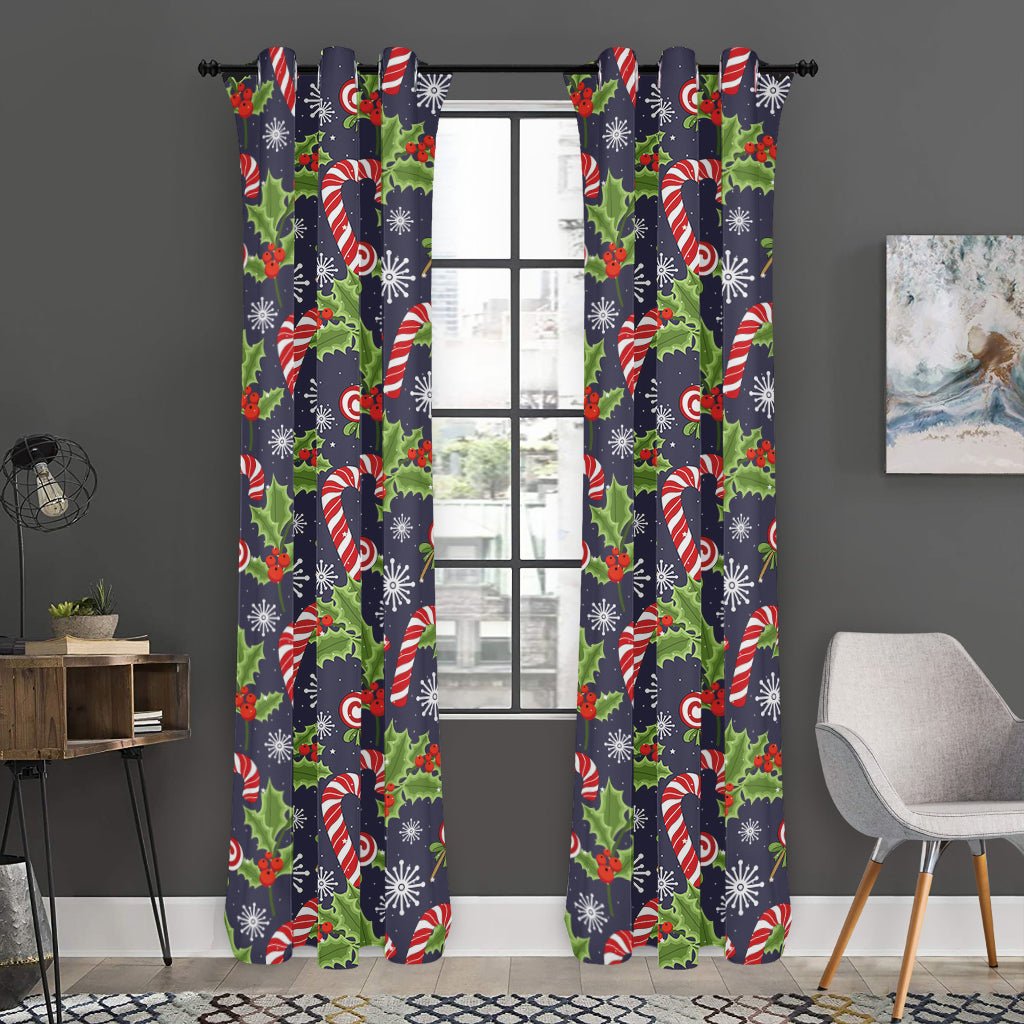 Christmas Berry And Candy Pattern Print Curtain