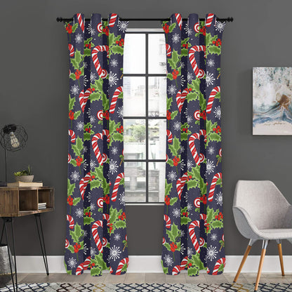 Christmas Berry And Candy Pattern Print Curtain