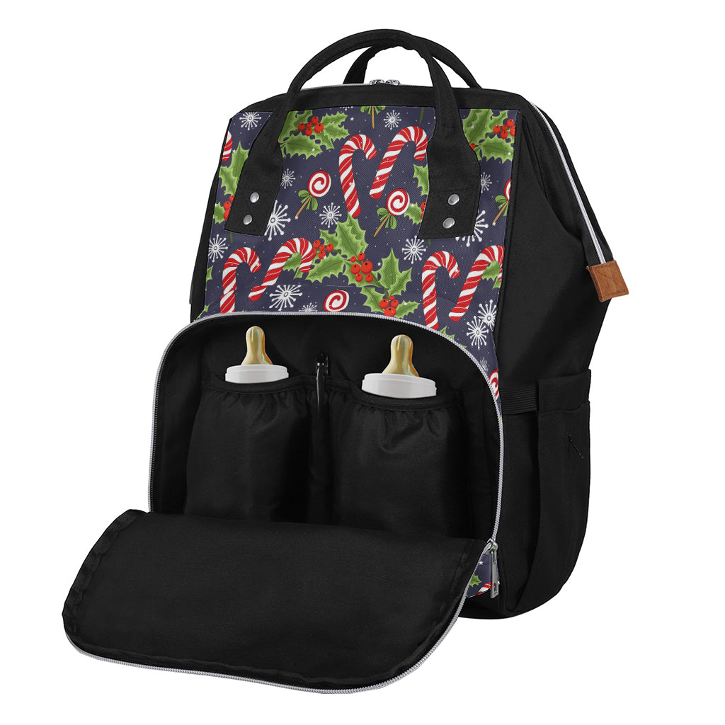 Christmas Berry And Candy Pattern Print Diaper Bag