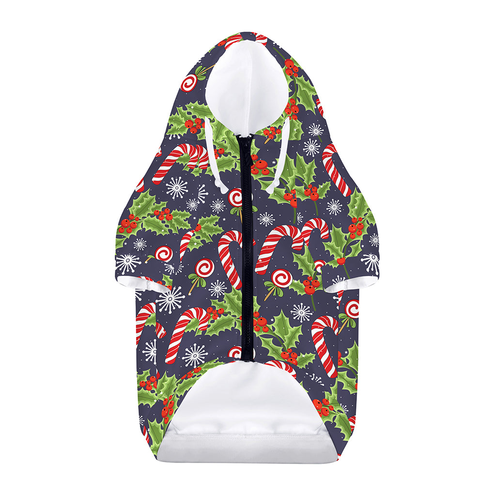 Christmas Berry And Candy Pattern Print Dog Zip Up Hoodie