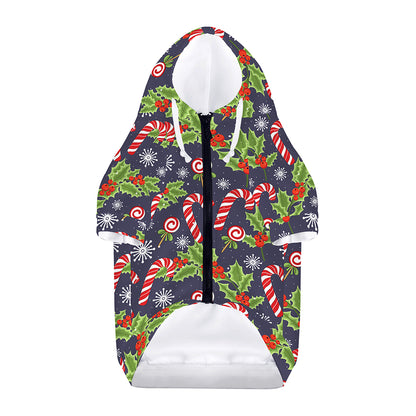 Christmas Berry And Candy Pattern Print Dog Zip Up Hoodie