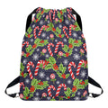 Christmas Berry And Candy Pattern Print Drawstring Backpack