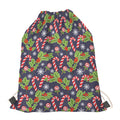 Christmas Berry And Candy Pattern Print Drawstring Bag
