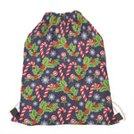 Christmas Berry And Candy Pattern Print Drawstring Bag