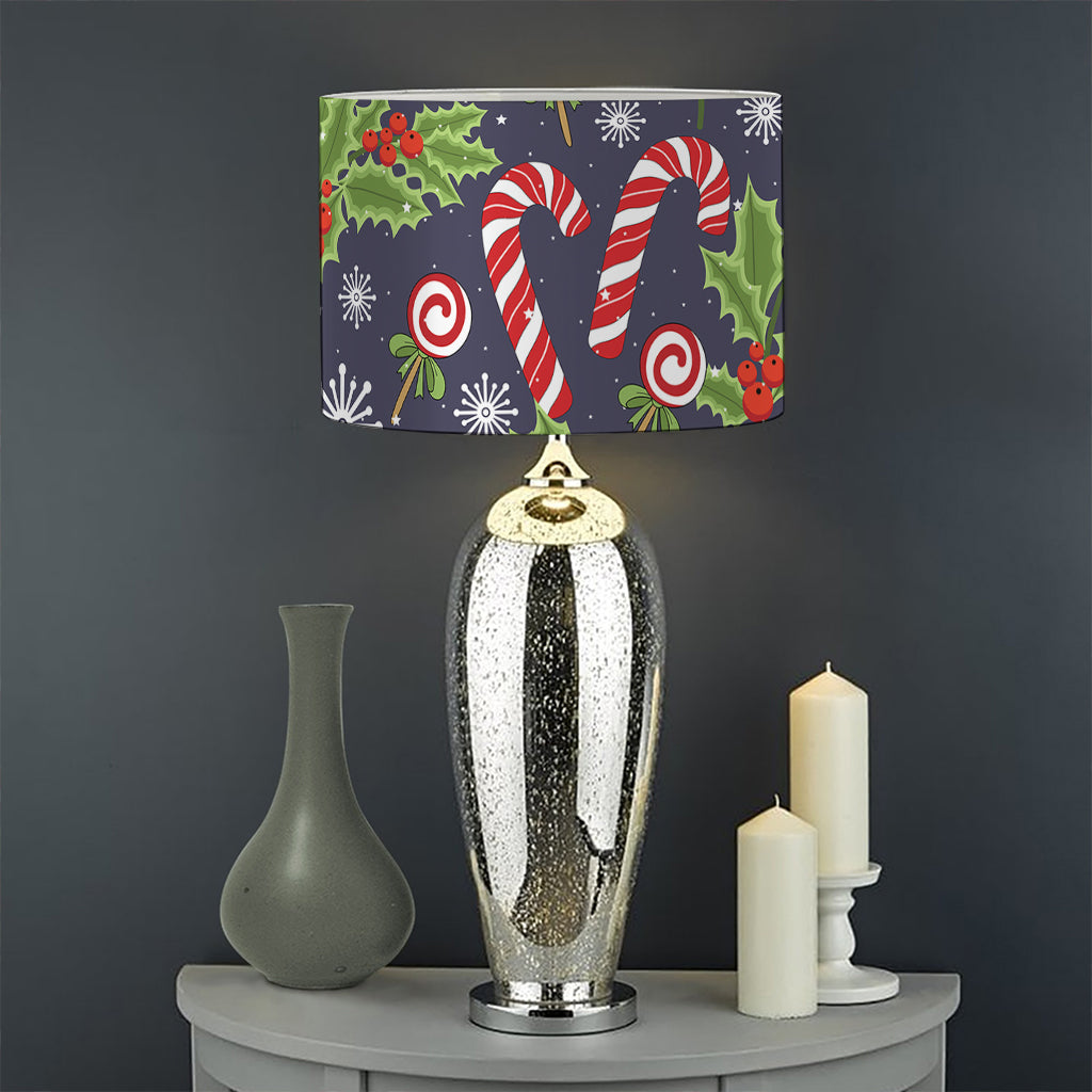 Christmas Berry And Candy Pattern Print Drum Lamp Shade