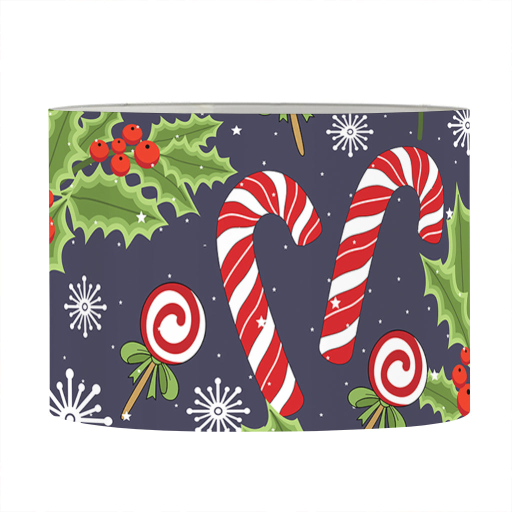Christmas Berry And Candy Pattern Print Drum Lamp Shade