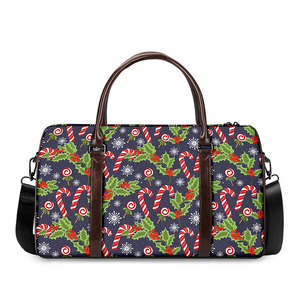 Christmas Berry And Candy Pattern Print Duffle Bag