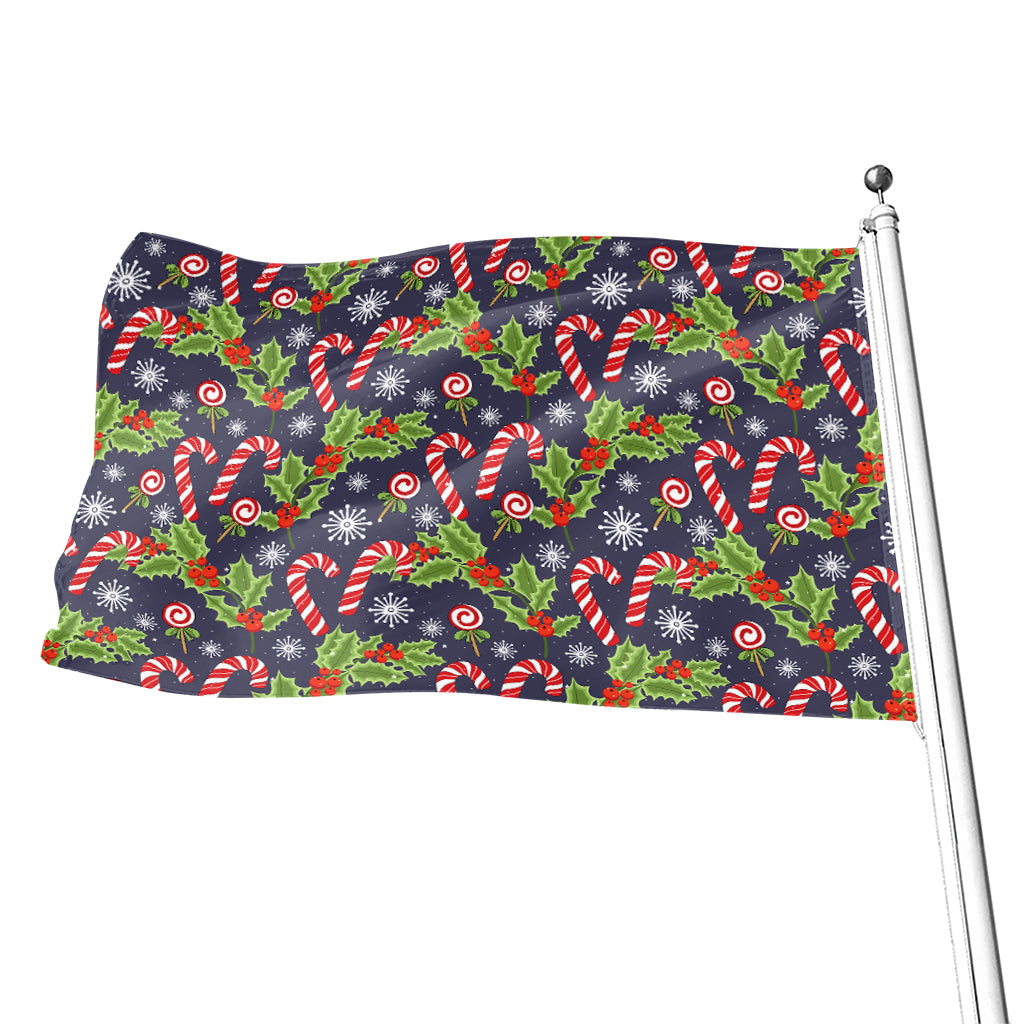 Christmas Berry And Candy Pattern Print Flag