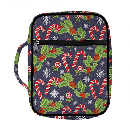 Christmas Berry And Candy Pattern Print Front Pocket Bible Bag