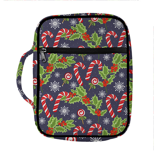 Christmas Berry And Candy Pattern Print Front Pocket Bible Bag