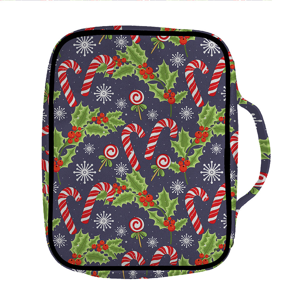 Christmas Berry And Candy Pattern Print Front Pocket Bible Bag