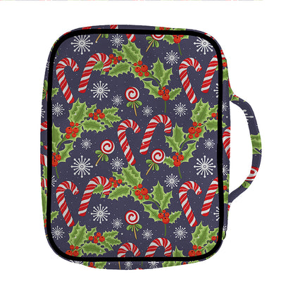 Christmas Berry And Candy Pattern Print Front Pocket Bible Bag