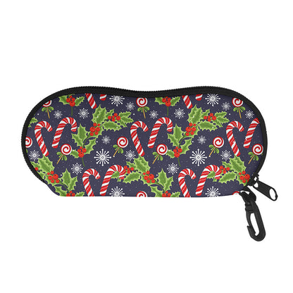 Christmas Berry And Candy Pattern Print Glasses Case