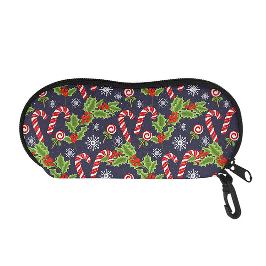 Christmas Berry And Candy Pattern Print Glasses Case