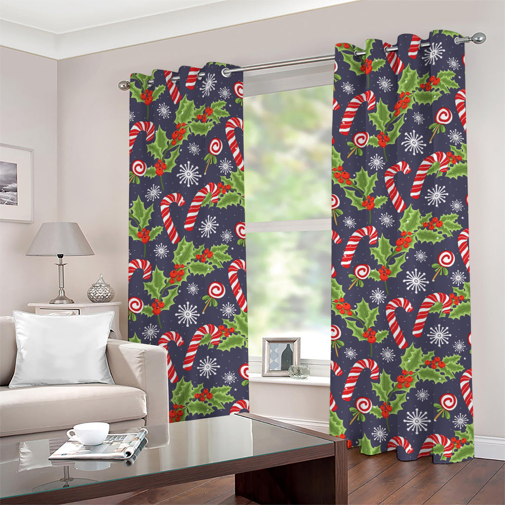 Christmas Berry And Candy Pattern Print Grommet Curtains