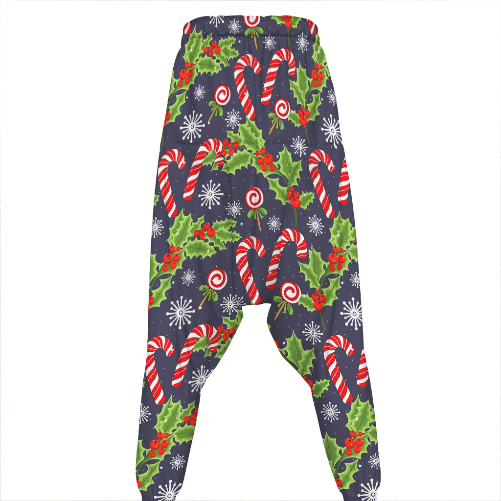 Christmas Berry And Candy Pattern Print Hammer Pants