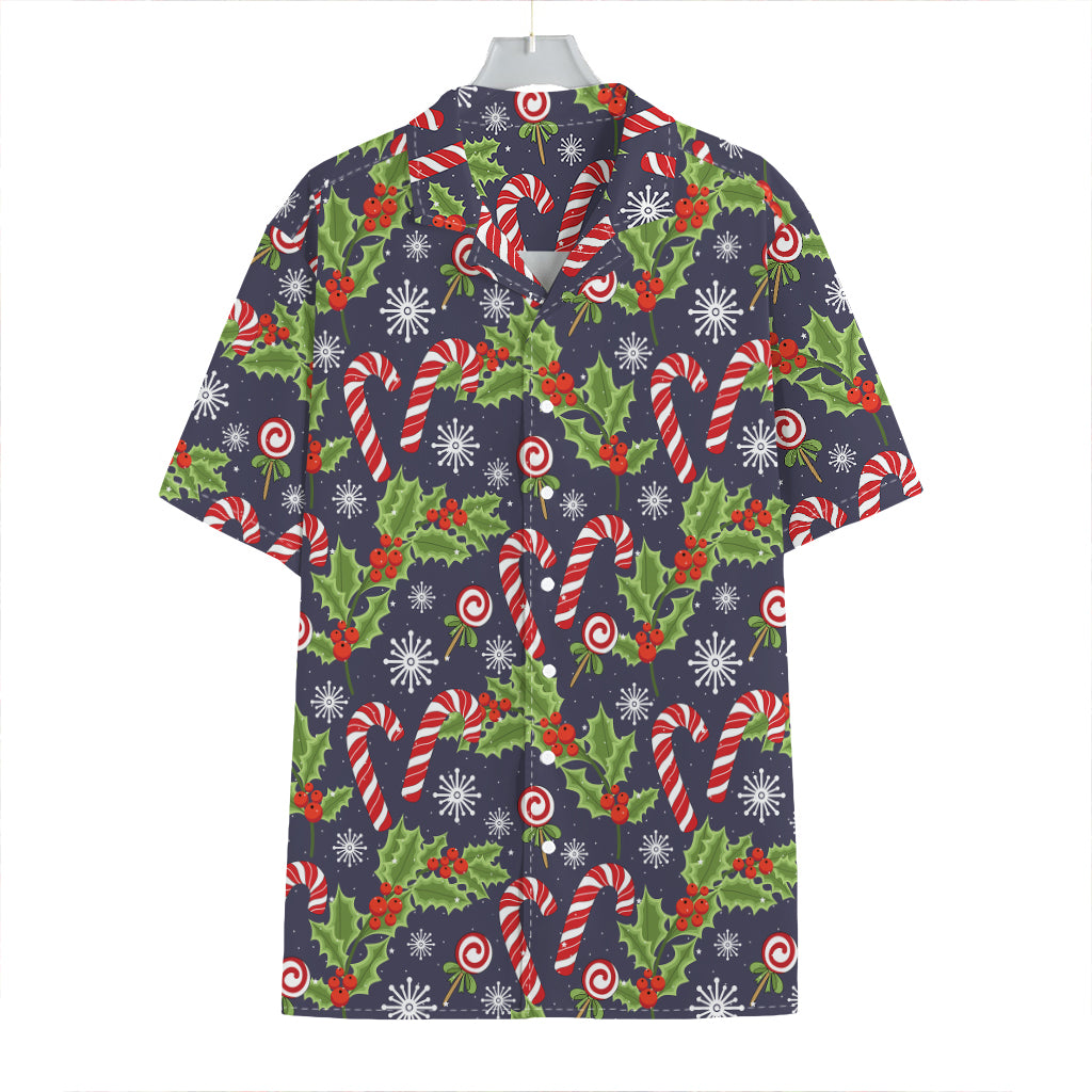 Christmas Berry And Candy Pattern Print Hawaiian Shirt
