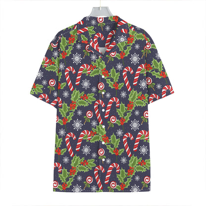 Christmas Berry And Candy Pattern Print Hawaiian Shirt