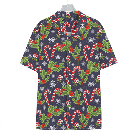 Christmas Berry And Candy Pattern Print Hawaiian Shirt