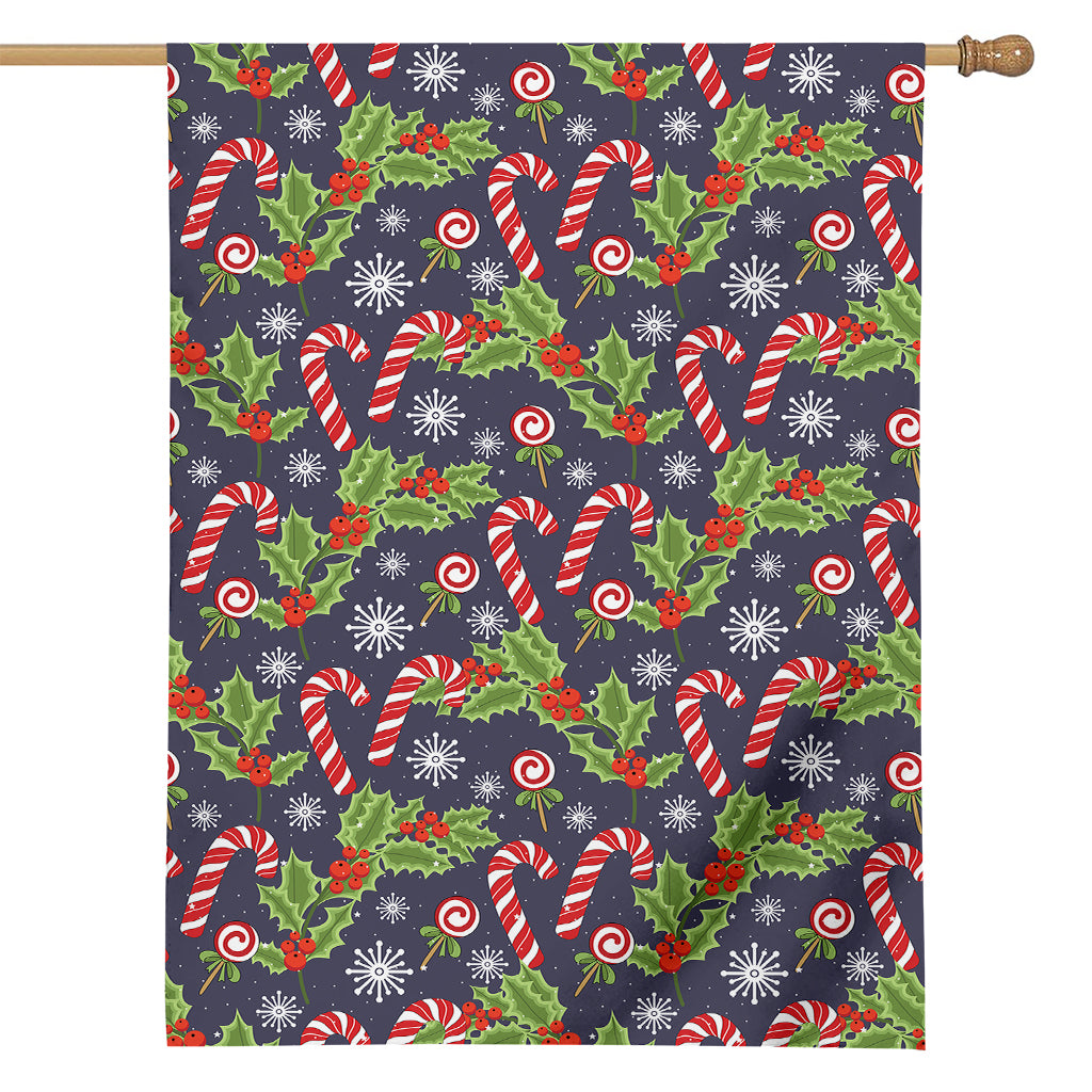 Christmas Berry And Candy Pattern Print House Flag