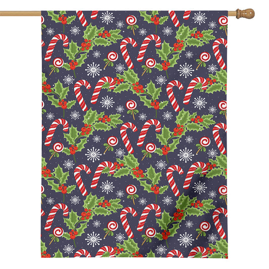 Christmas Berry And Candy Pattern Print House Flag