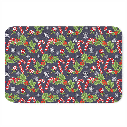 Christmas Berry And Candy Pattern Print Indoor Door Mat