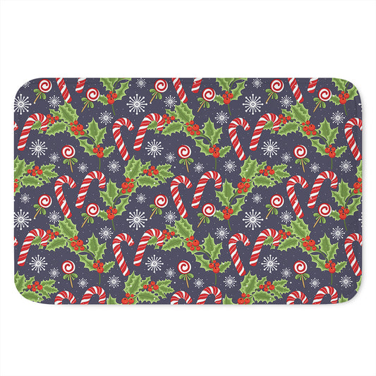 Christmas Berry And Candy Pattern Print Indoor Door Mat