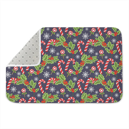 Christmas Berry And Candy Pattern Print Indoor Door Mat
