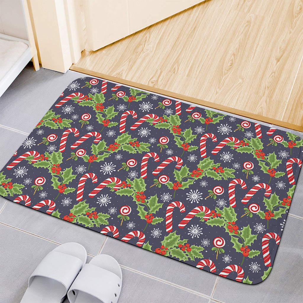 Christmas Berry And Candy Pattern Print Indoor Door Mat