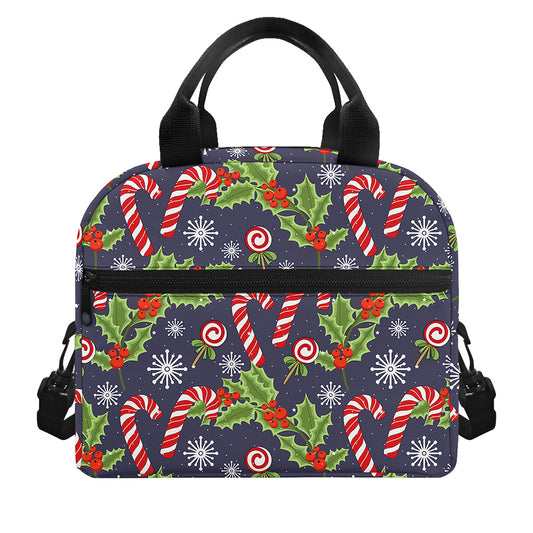 Christmas Berry And Candy Pattern Print Insulated Lunch Bag
