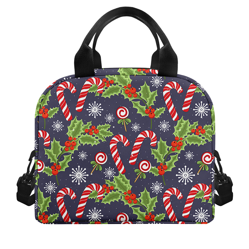 Christmas Berry And Candy Pattern Print Insulated Lunch Bag