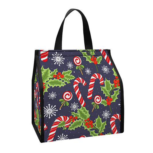 Christmas Berry And Candy Pattern Print Insulated Lunch Tote