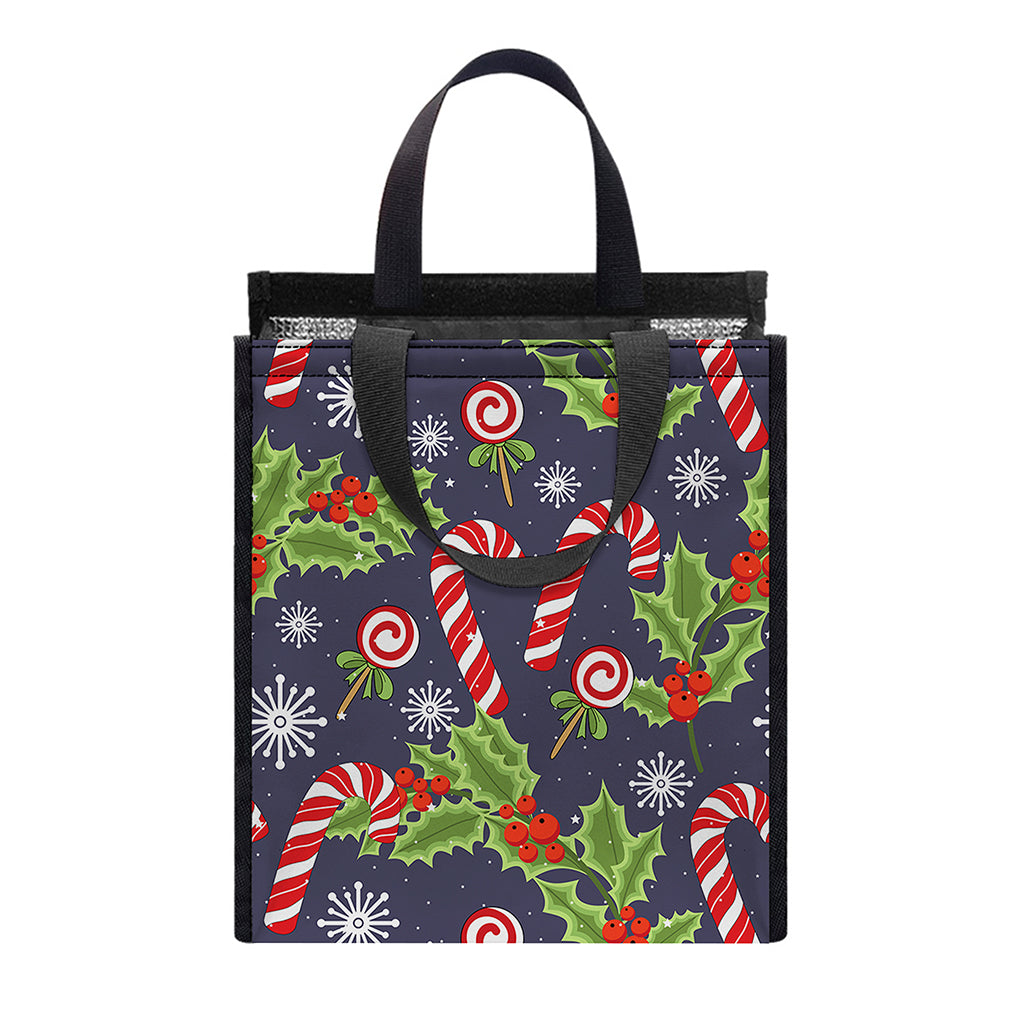 Christmas Berry And Candy Pattern Print Insulated Lunch Tote