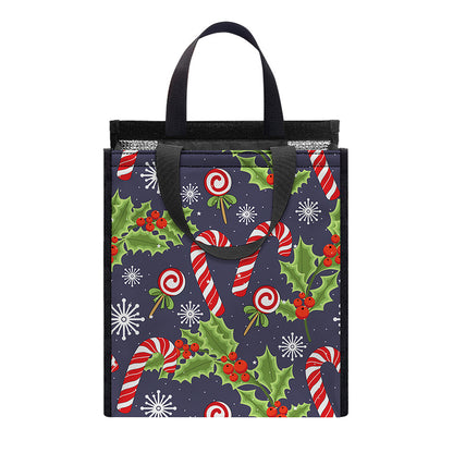 Christmas Berry And Candy Pattern Print Insulated Lunch Tote