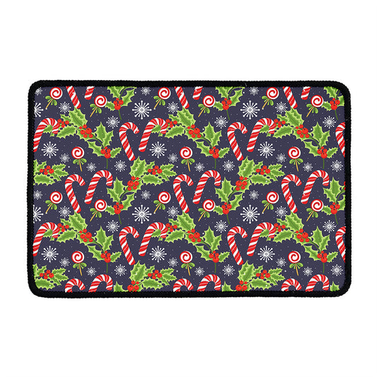 Christmas Berry And Candy Pattern Print Kitchen Mat