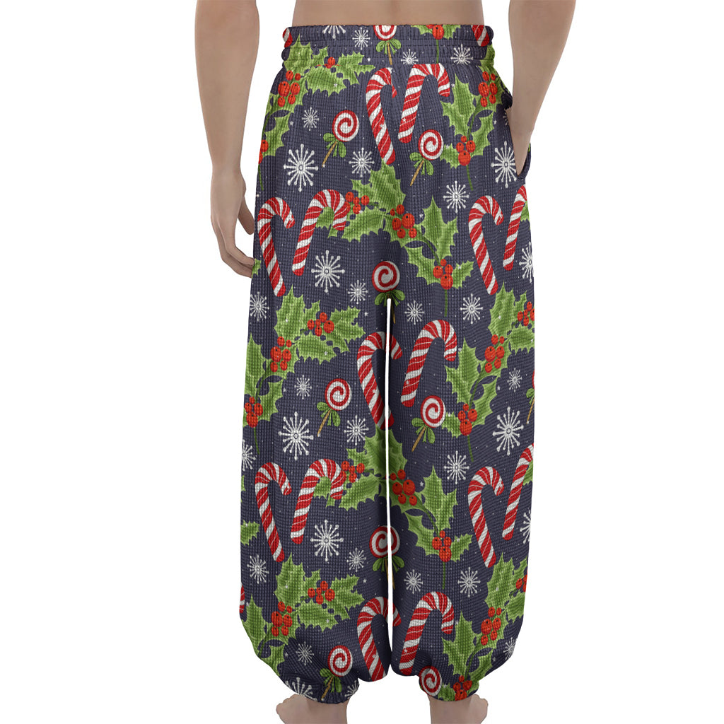 Christmas Berry And Candy Pattern Print Lantern Pants